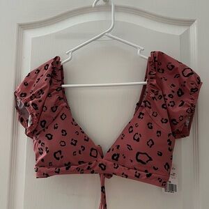 Leopard Print Pink Crop Top